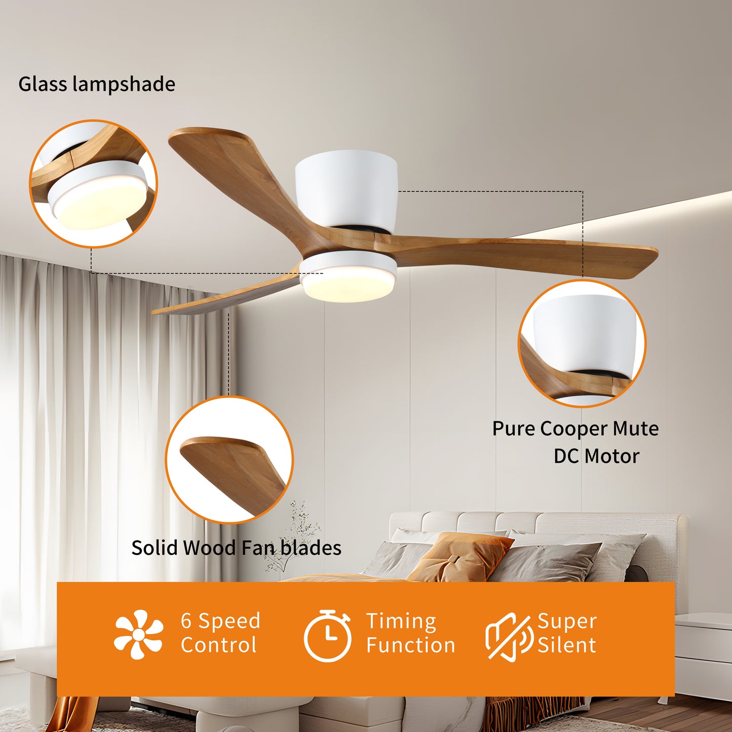 42 inch Wood Ceiling Fans with Lights