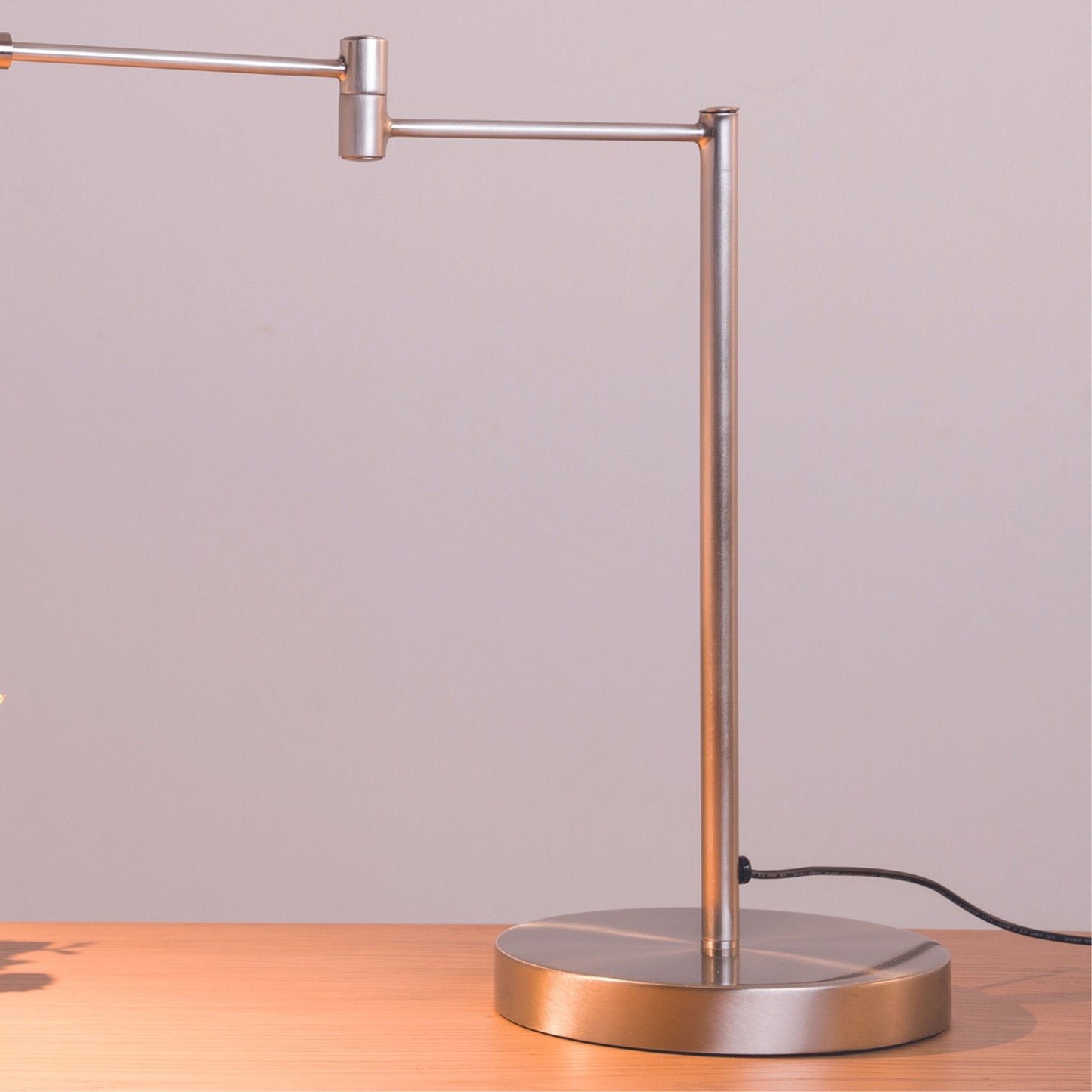 15.75" Tall" Luna" Swing Arm LED Desk Lamp, Satin Steel