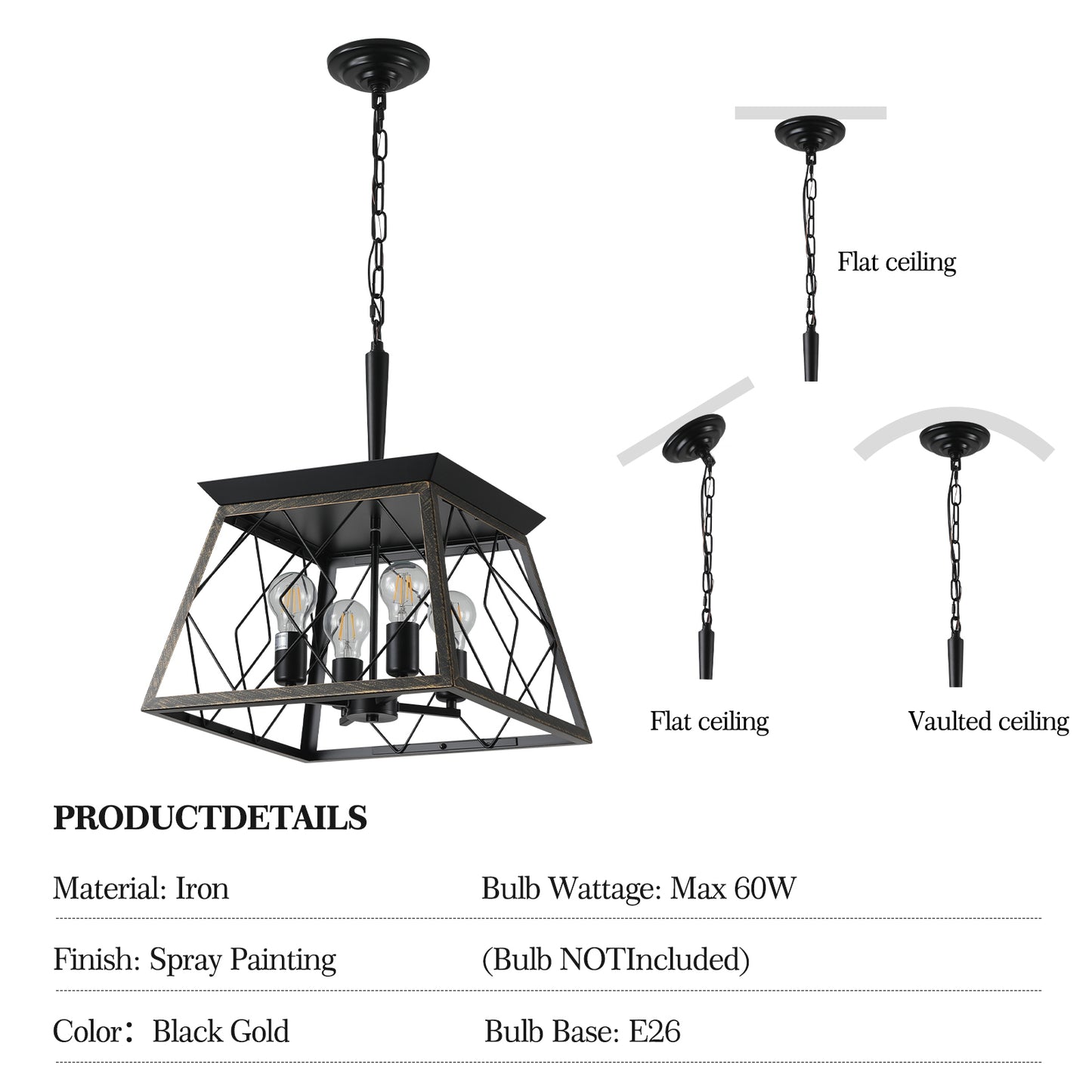 Farmhouse Chandelier 4-Light Vintage Antique Chandeliers -DG2016