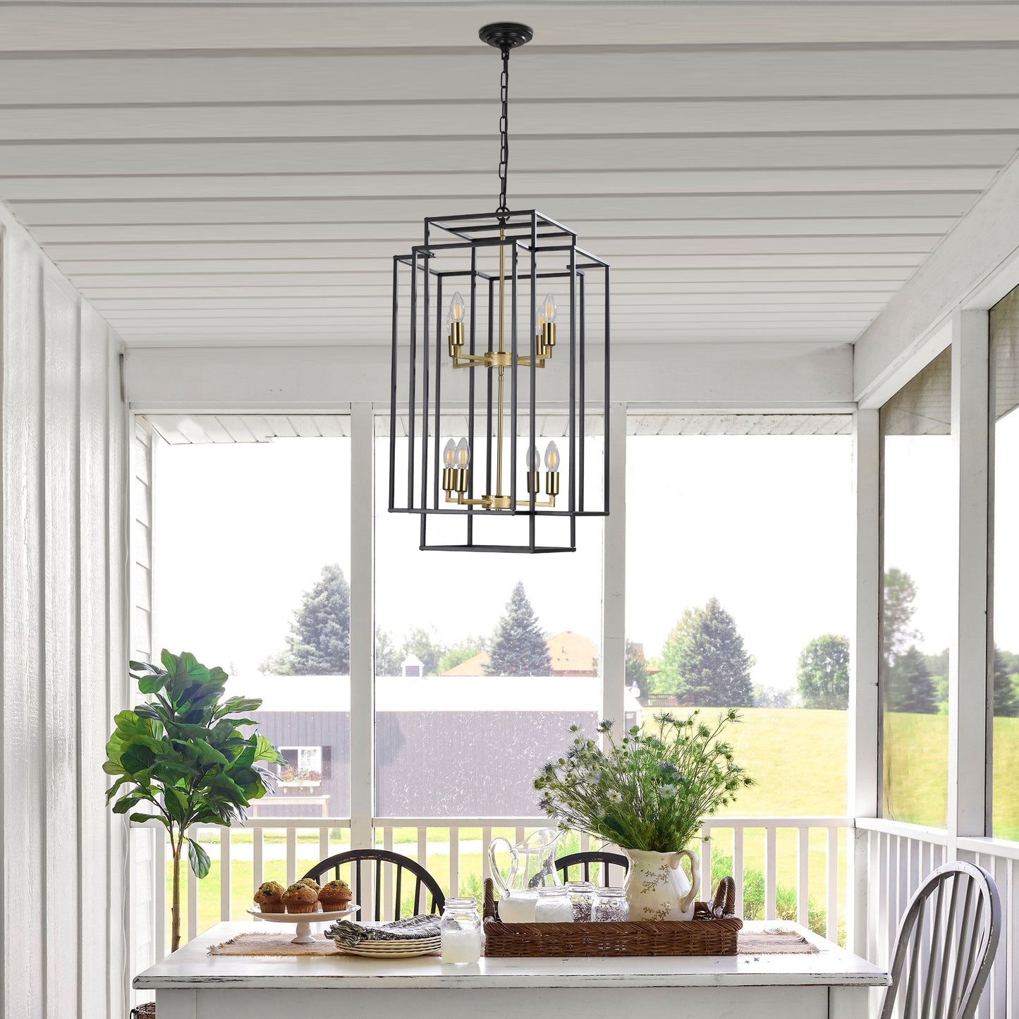 8-Lights Lantern Tiered Pendant Light -DG2008