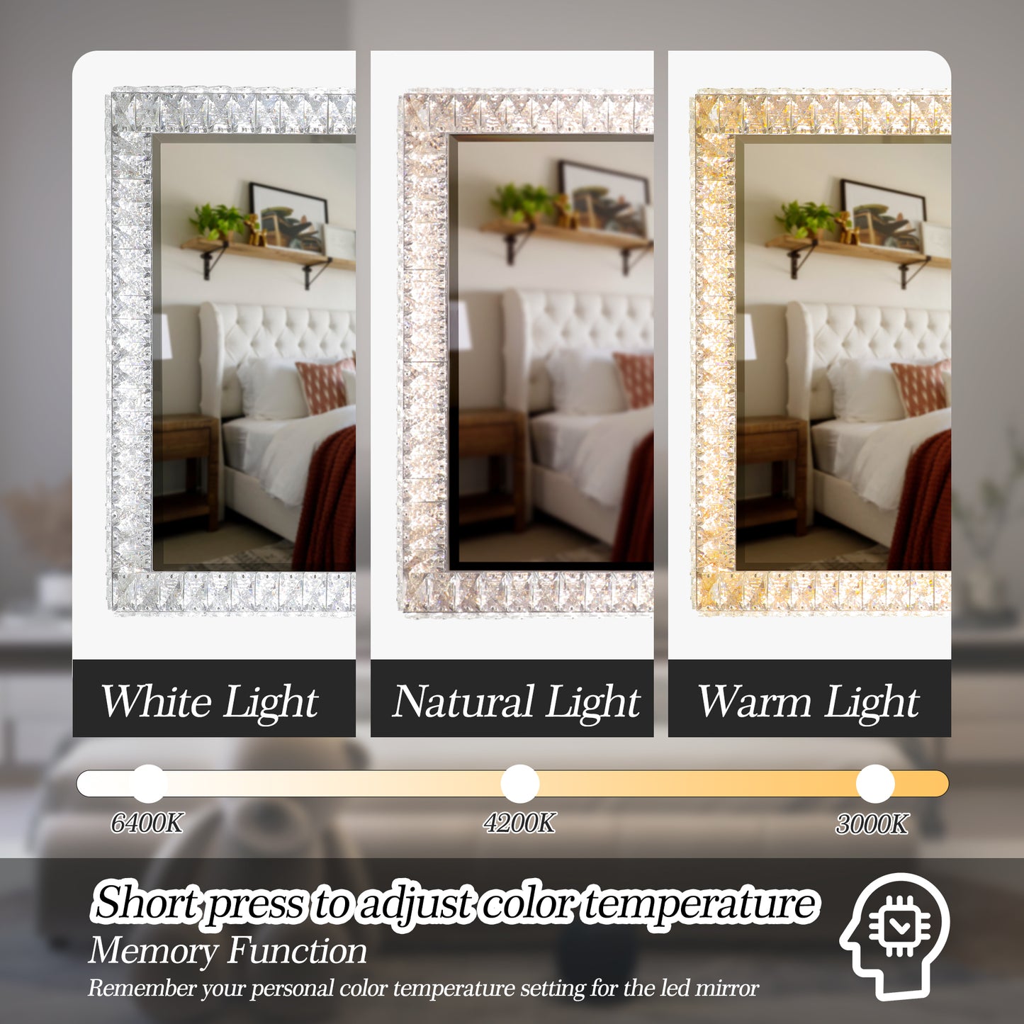 LED Crystal Mirror Light With Dimmable Lights-DG2025