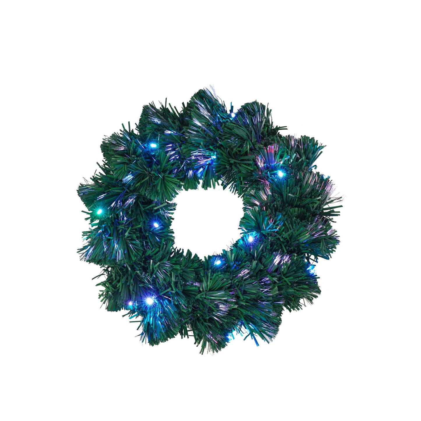 Pre-lit Optical Fiber Christmas Artificial Tree 4-Piece Set, Christmas Garland, Wreath and set of 2 Entrance Trees with Colorful Lights, PVC Festival Celebration Set