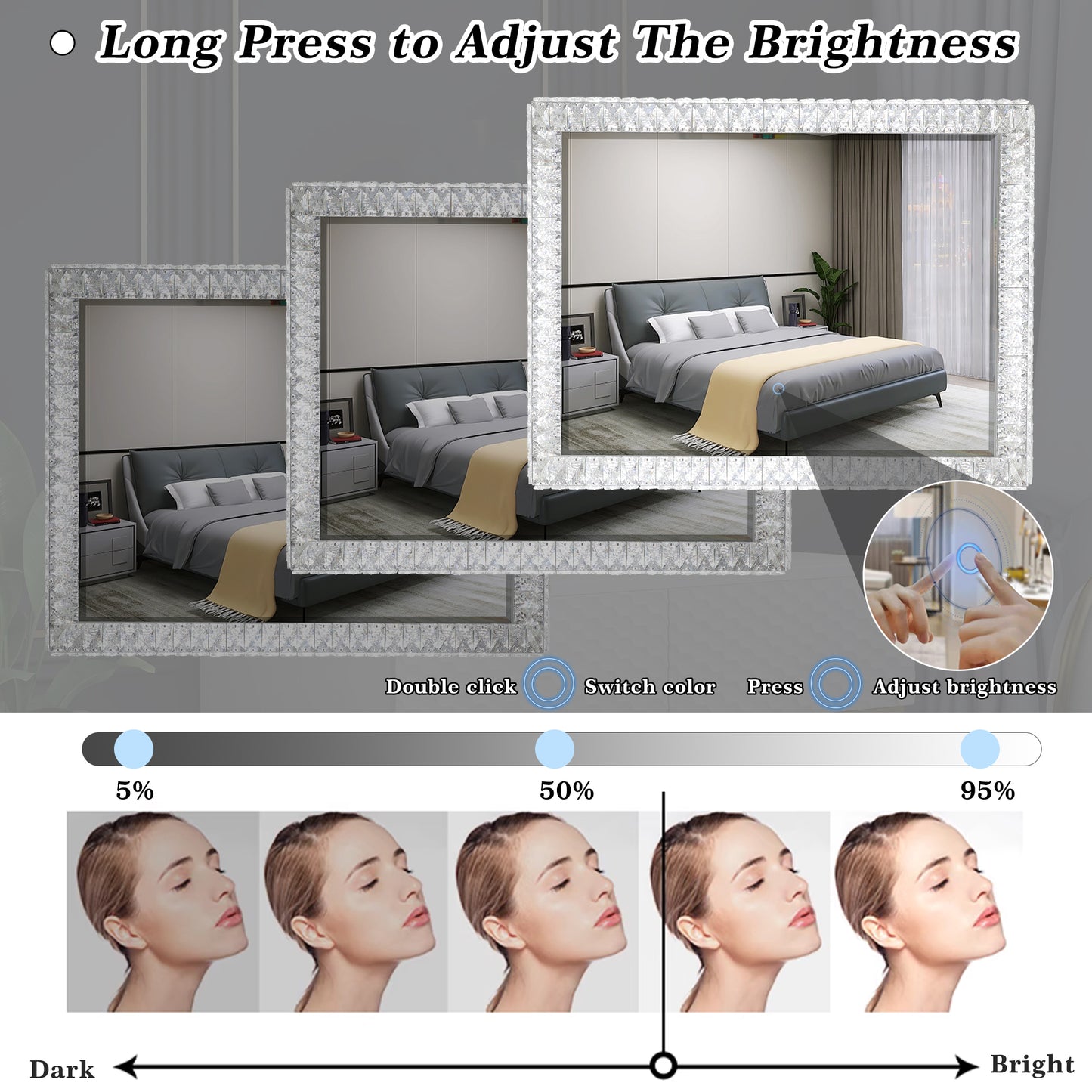 LED Crystal Mirror Light With Dimmable Lights-DG2025