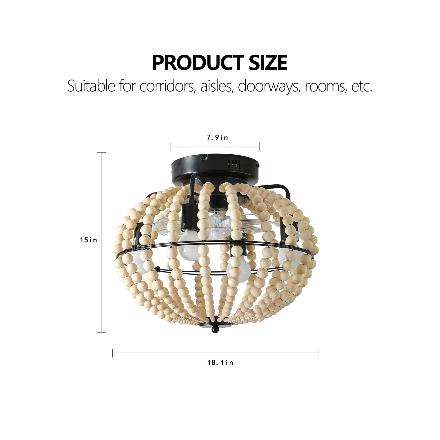 Beaded Fan lamp Wood Beaded Chandelier -DG2011