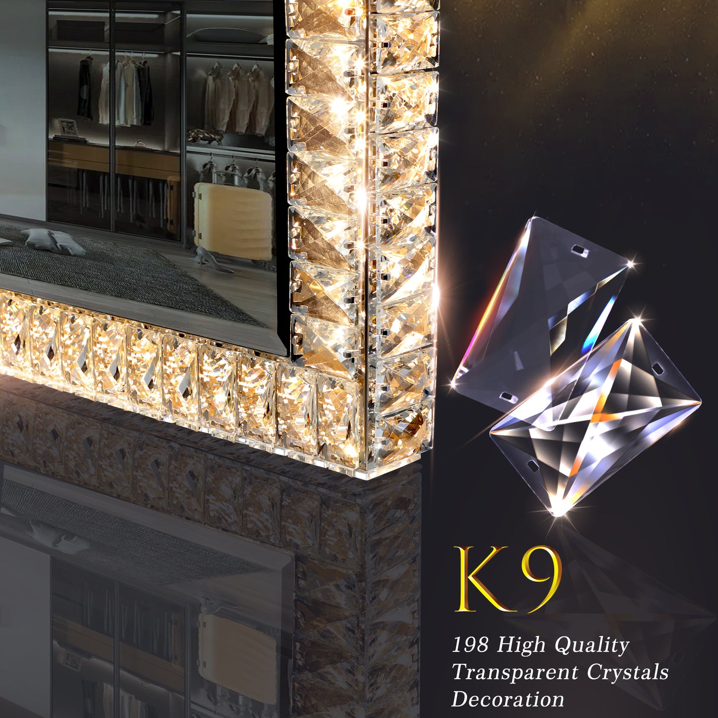 LED Crystal Mirror Light With Dimmable Lights-DG2025