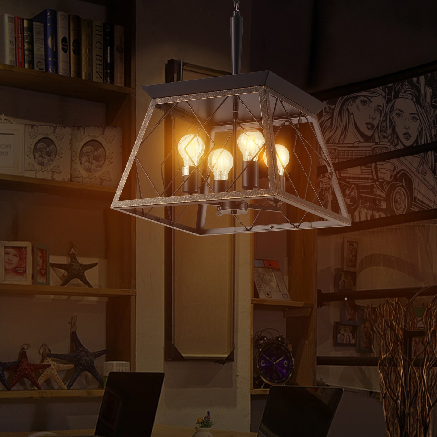 Farmhouse Chandelier 4-Light Vintage Antique Chandeliers -DG2016