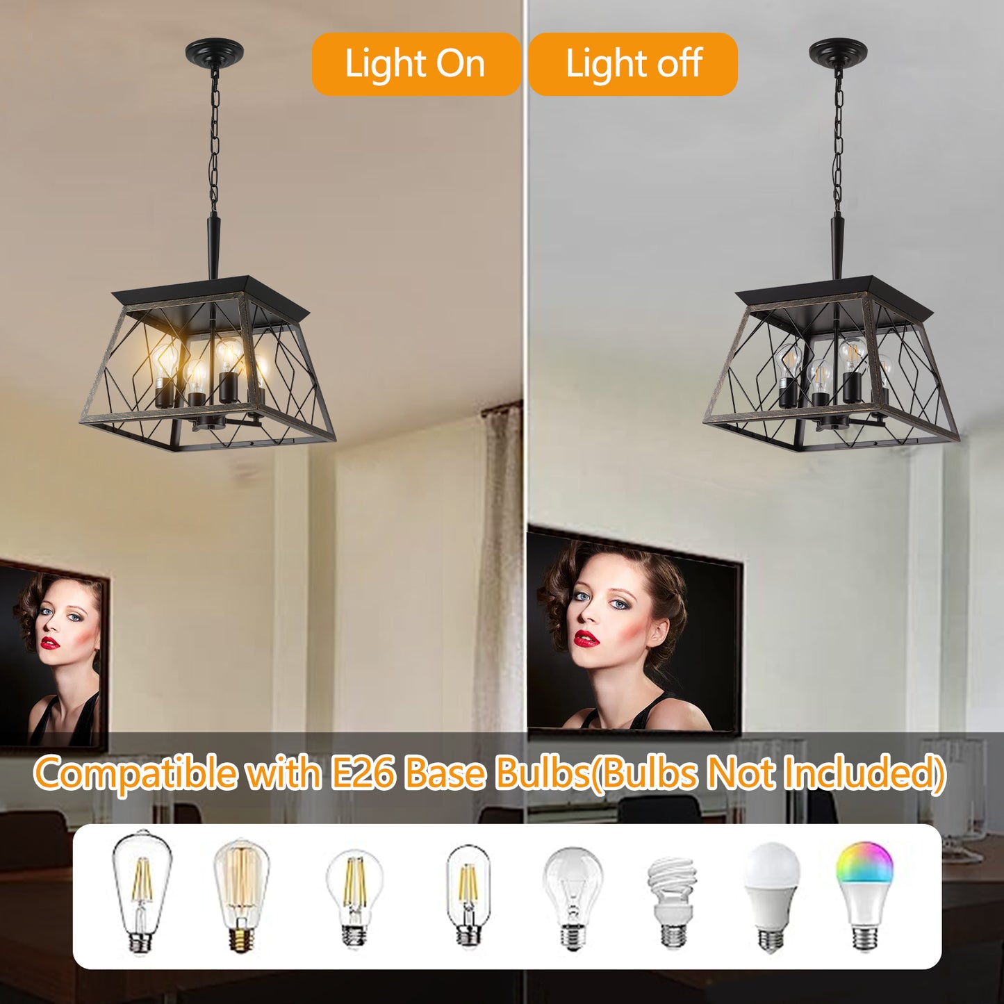 Farmhouse Chandelier 4-Light Vintage Antique Chandeliers -DG2016