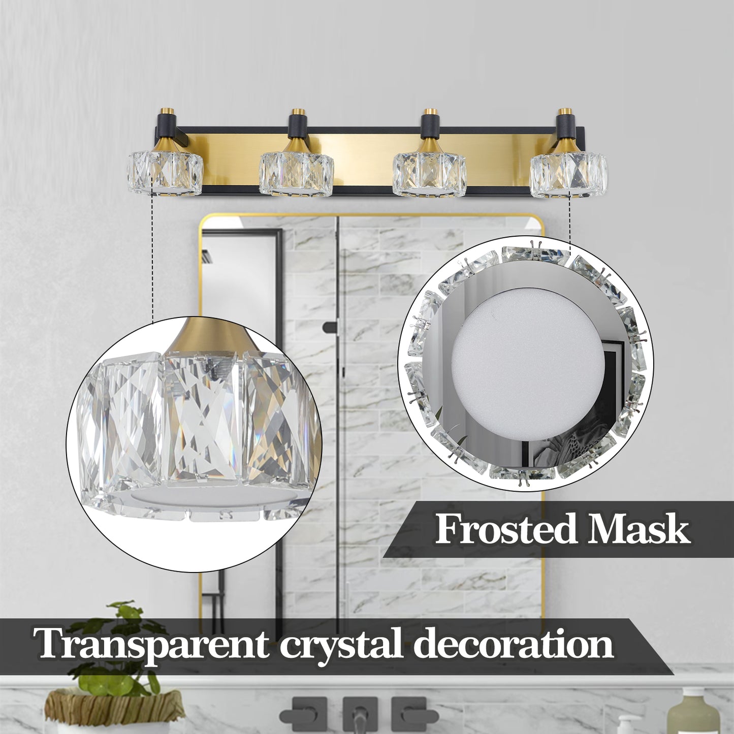 LED 4-Light Modern Crystal Bathroom Vanity Light -DG2023