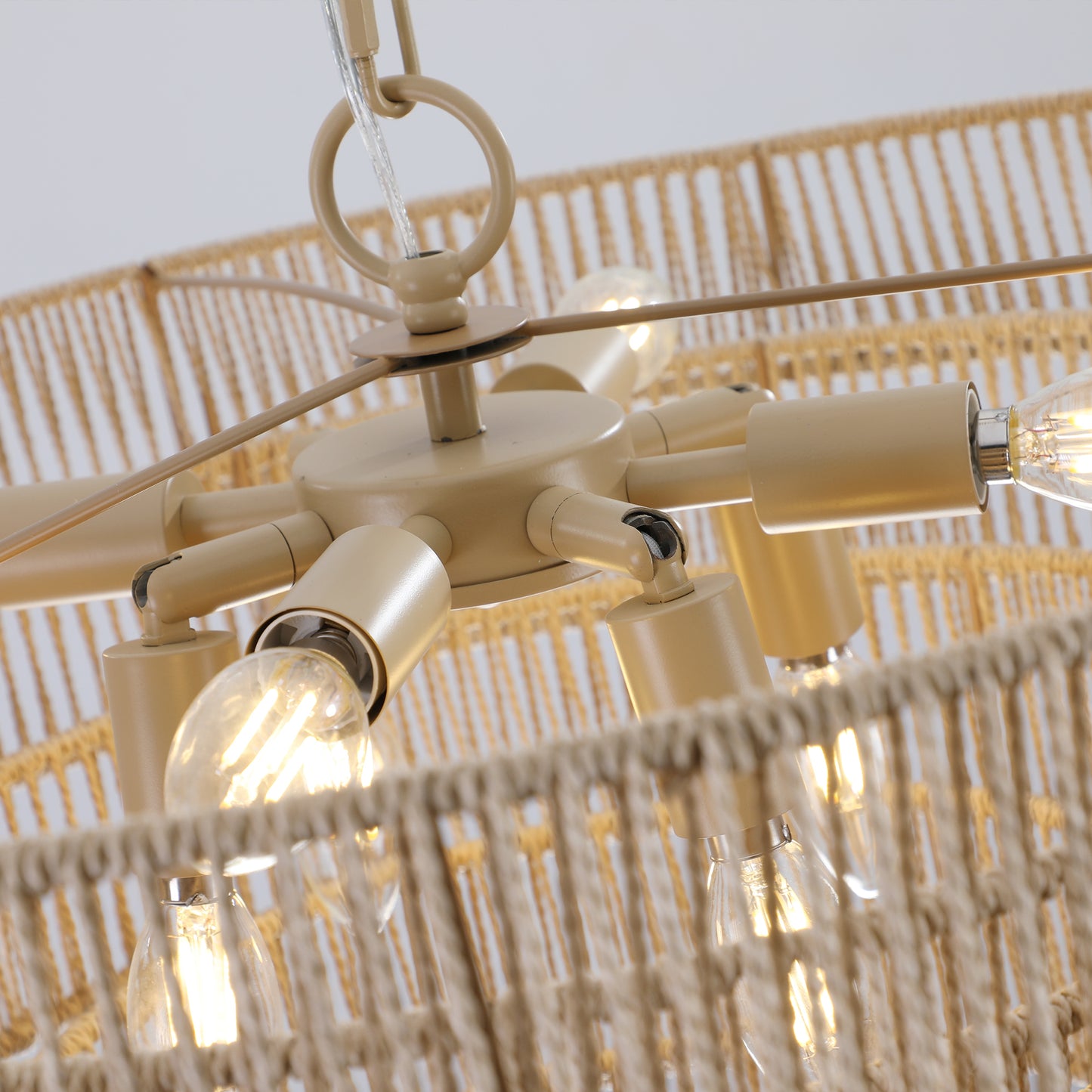 Bohemian style Woven Pendant Light with 5-Tier Rattan Chandelier-DG2052