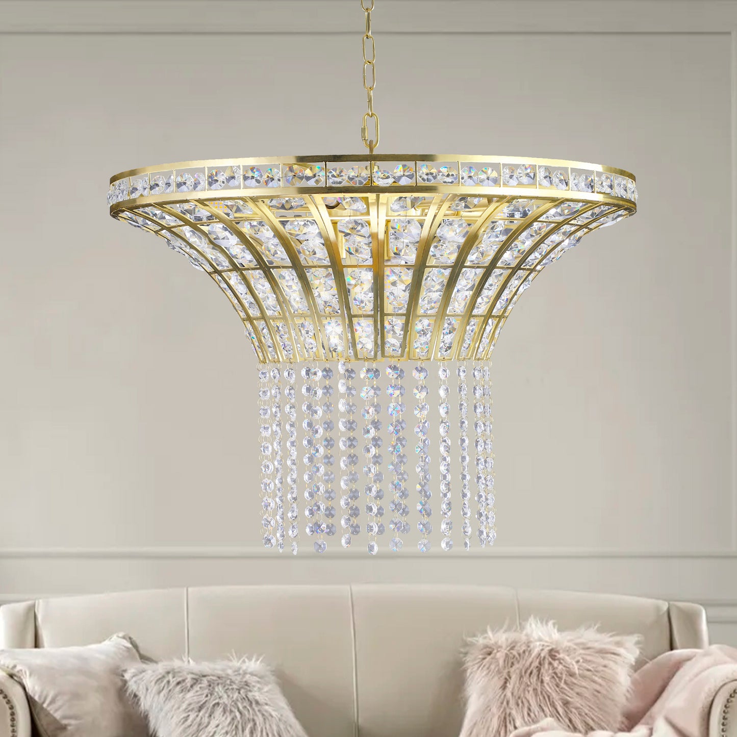 8-Light 23.6" Wide Crystal Waterfall Chandelier-DG2007