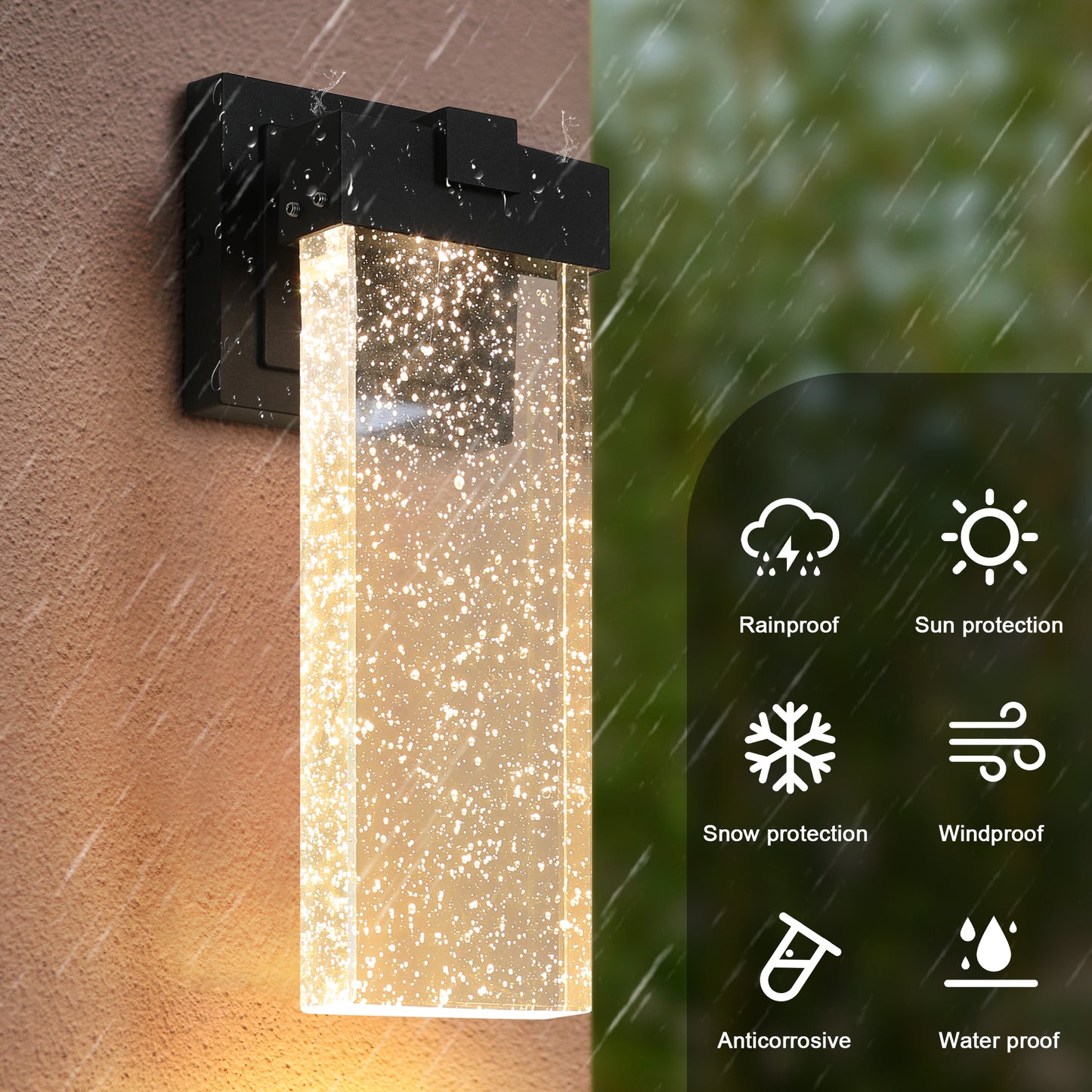 Outdoor waterproof transparent LED crystal wall lamp (2 packs)-DG2055
