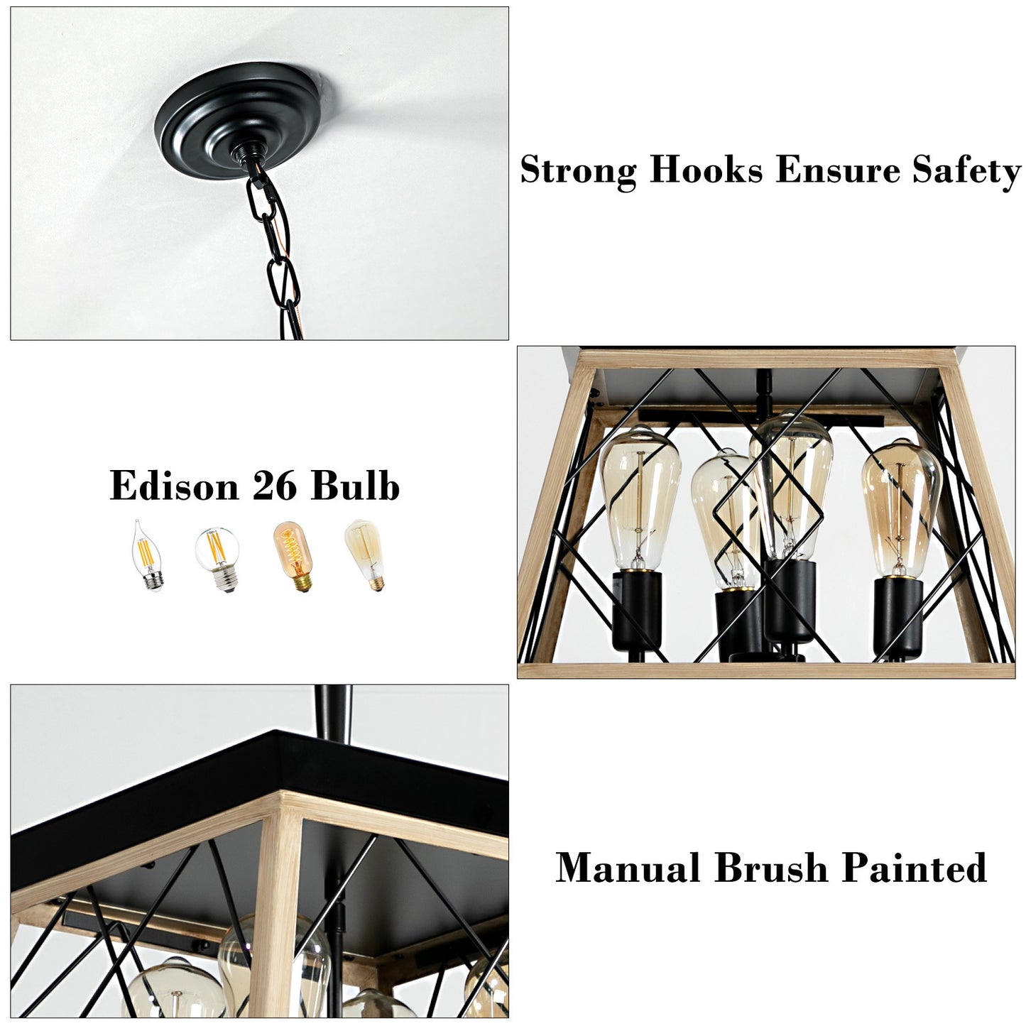 4-Light Farmhouse Chandeliers -DG2002