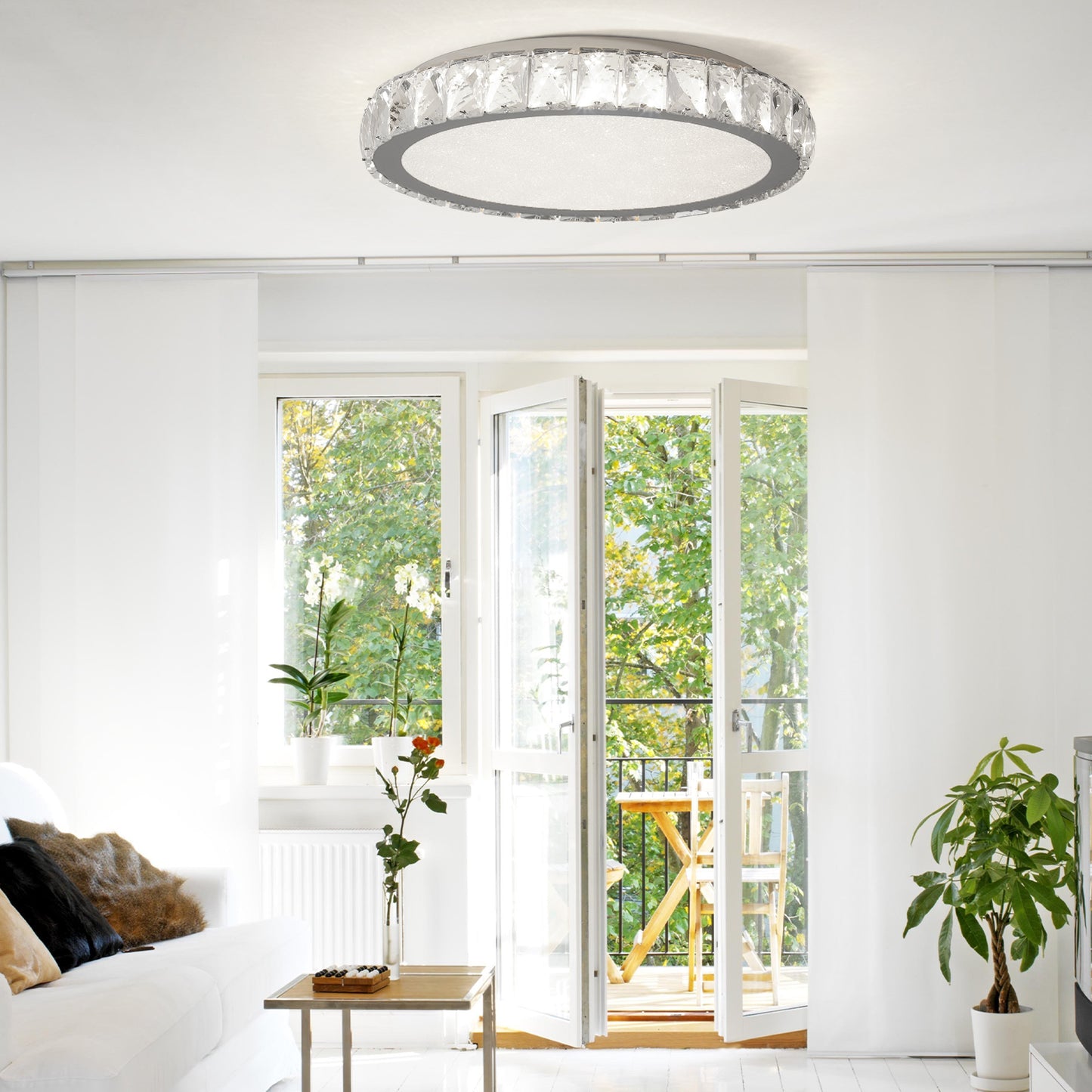 Crystal LED Ceiling Light, 19.7-Inch Flush Mount