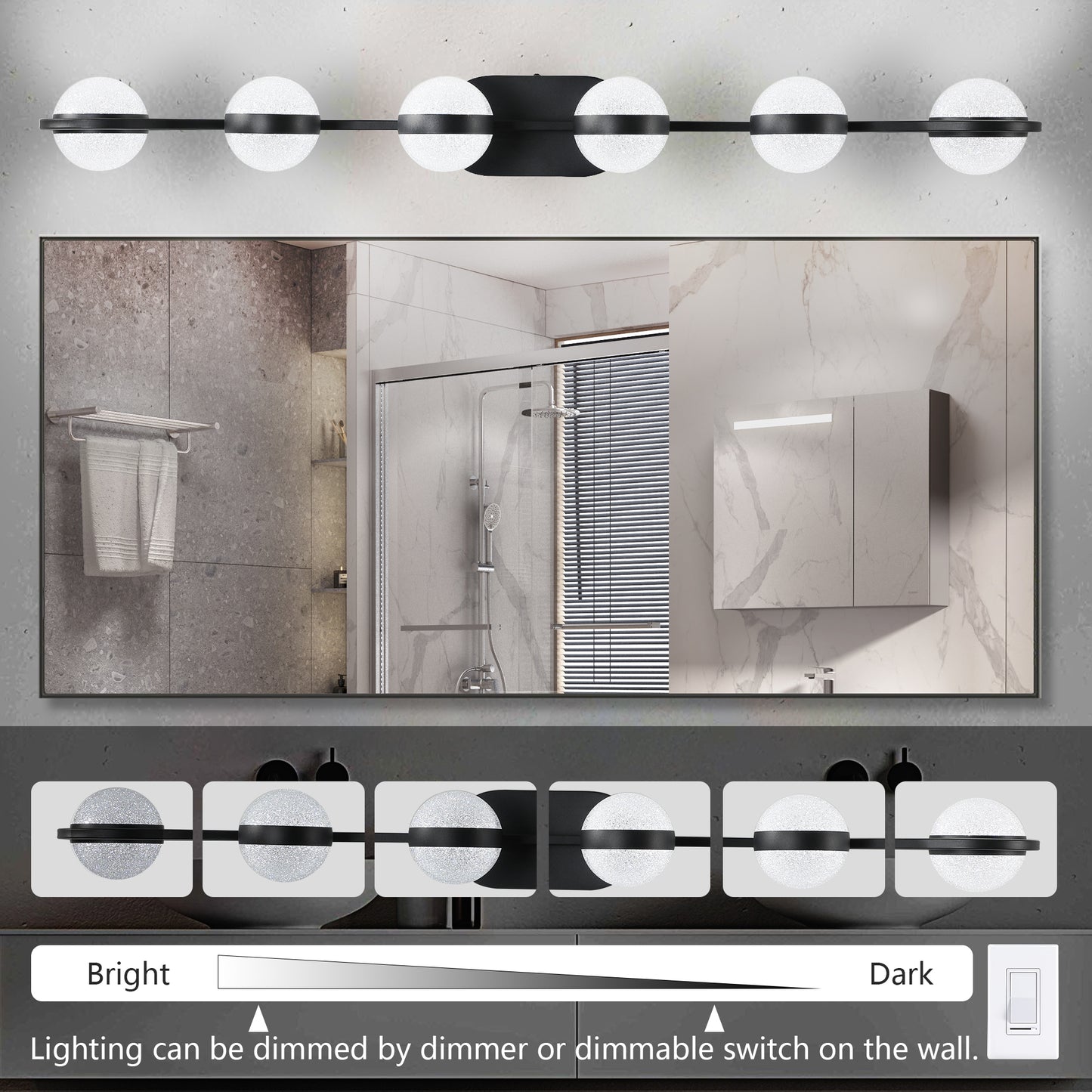 Vanity Lights With 6 LED Bulbs For Bathroom Lighting-DG2048