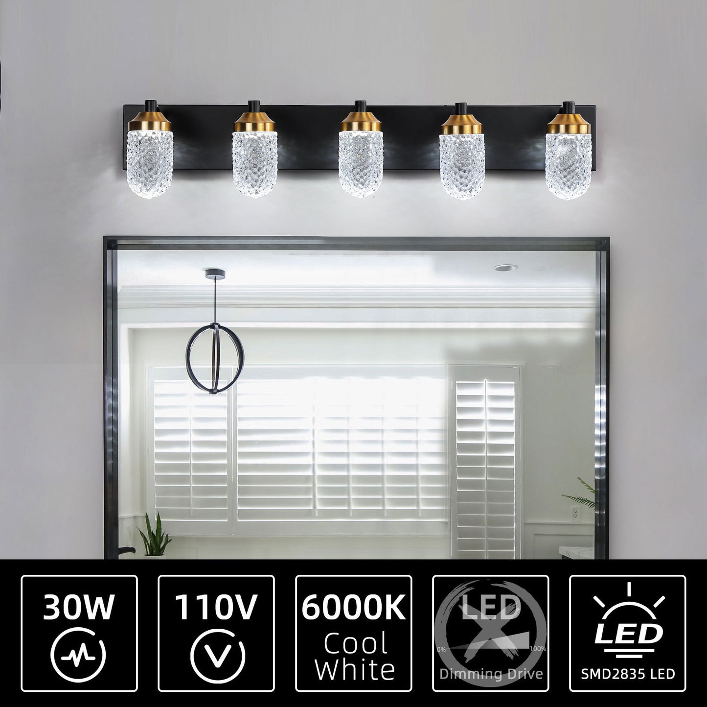Vanity Lights With 5 LED Bulbs For Bathroom Lighting-DG2047