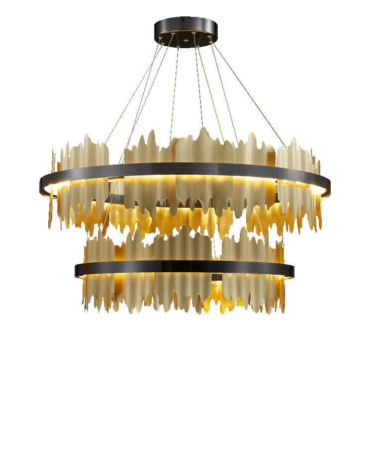 Diff Iceberg 2 Tier Round Black and Gold Chandelier-DF2183