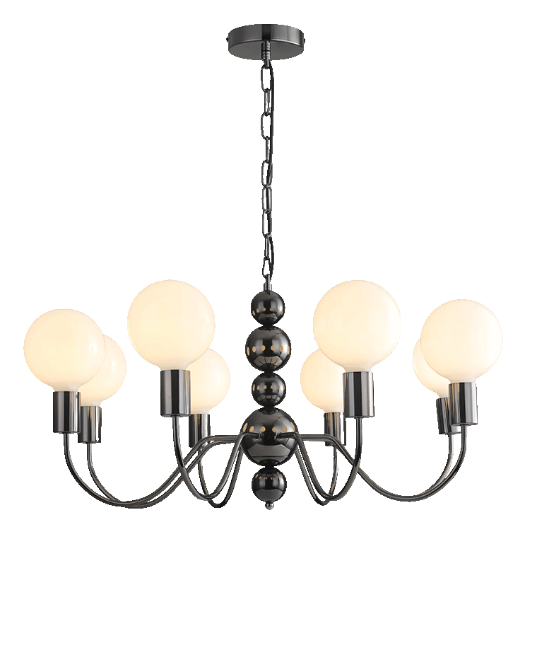 Diff Milk Glass Globe Black Arm Chandelier-DF2173
