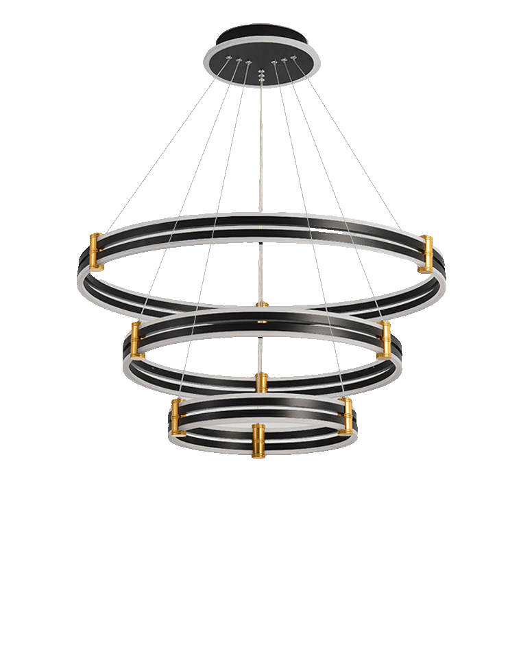 Diff Tiered Black Rings Chandelier-DF2172