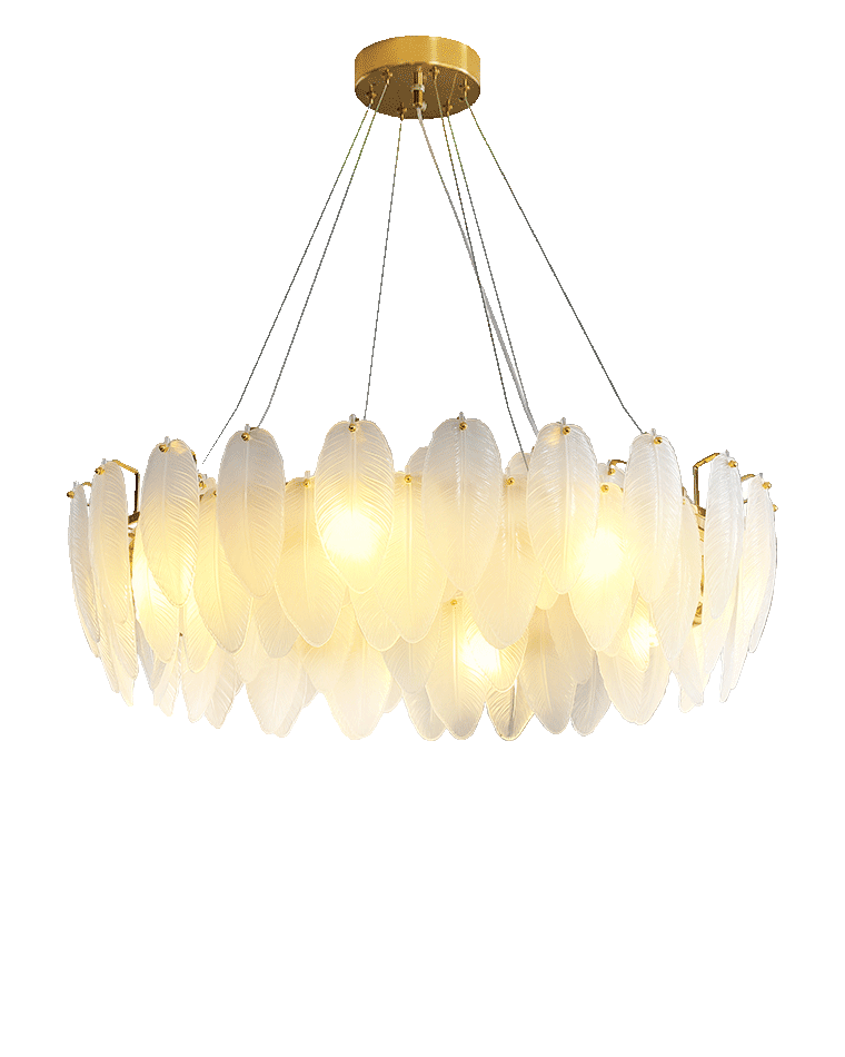 Diff Frosted Glass Feather Chandelier-DF2196
