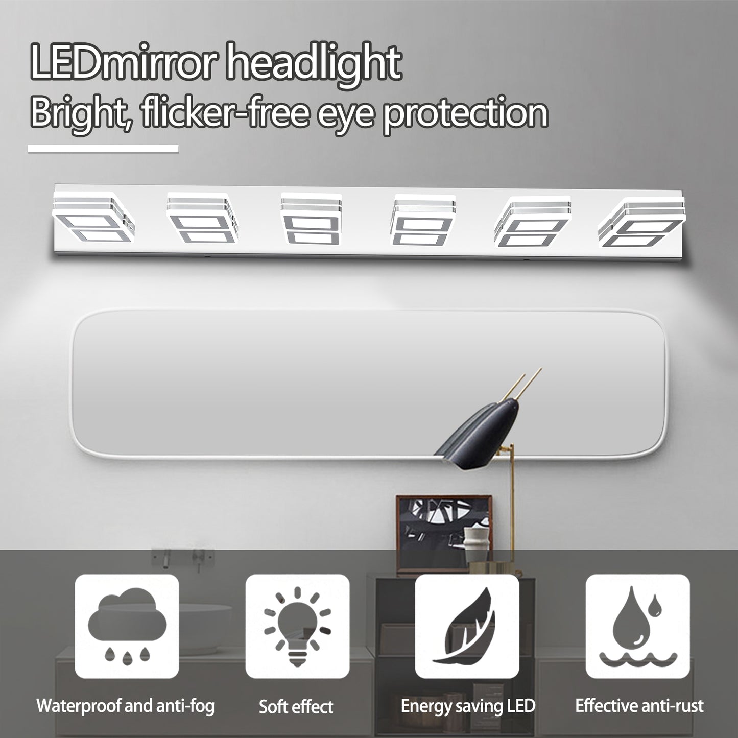 6-Lights Acrylic Modern Chrome Makeup Mirror Light-DG2029