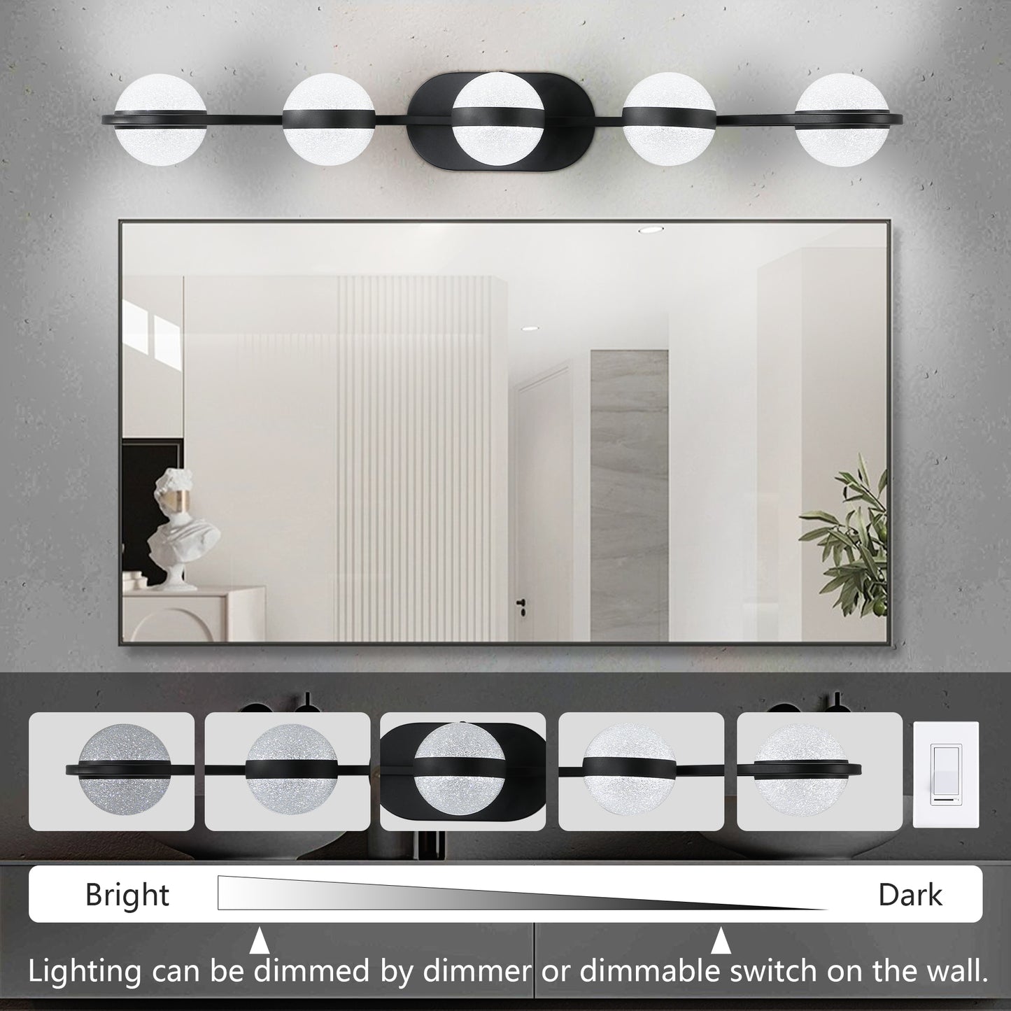 Modern Minimalist LED 5 Bulb Bathroom Vanity Light-DG2038