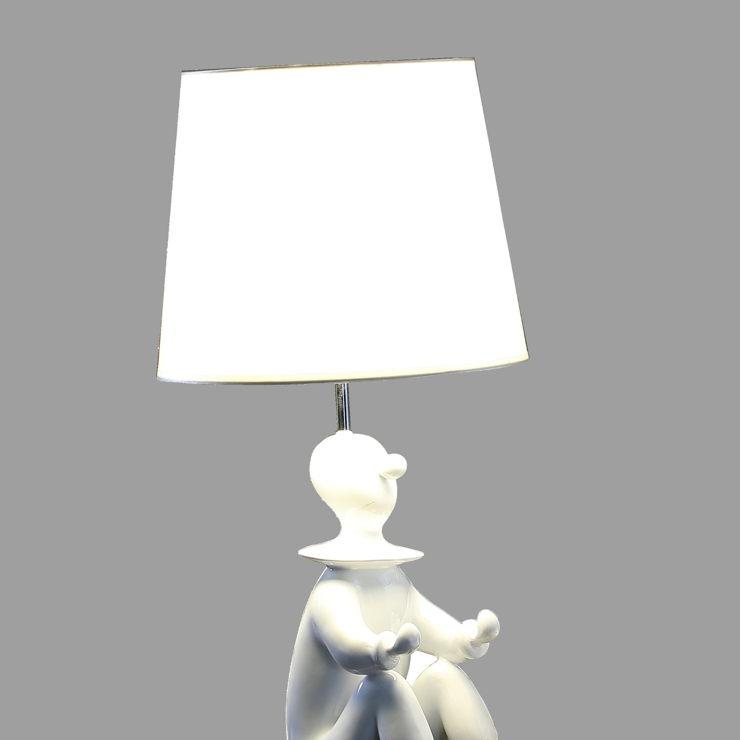 21.25" White Modern Clown Phone Holder Resin Table Lamp
