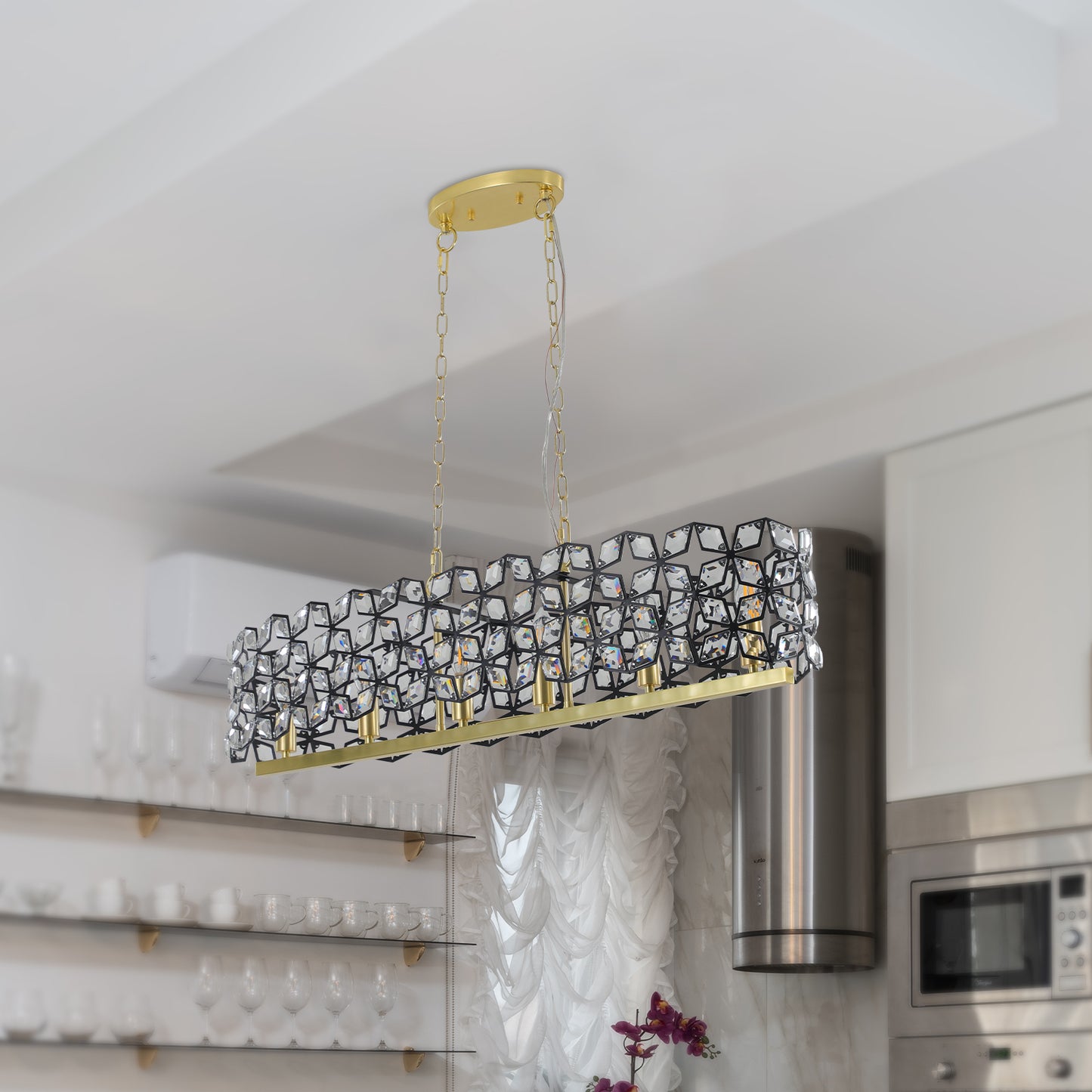 Modern Luxury Champagne Gold Oval Crystal ceiling chandelier -DG2034
