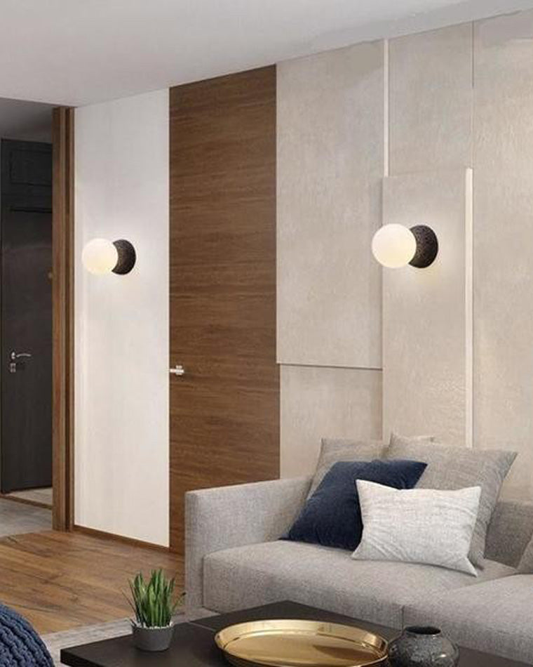 Diff White & Black Glass Globe Wall Sconce-DF6103