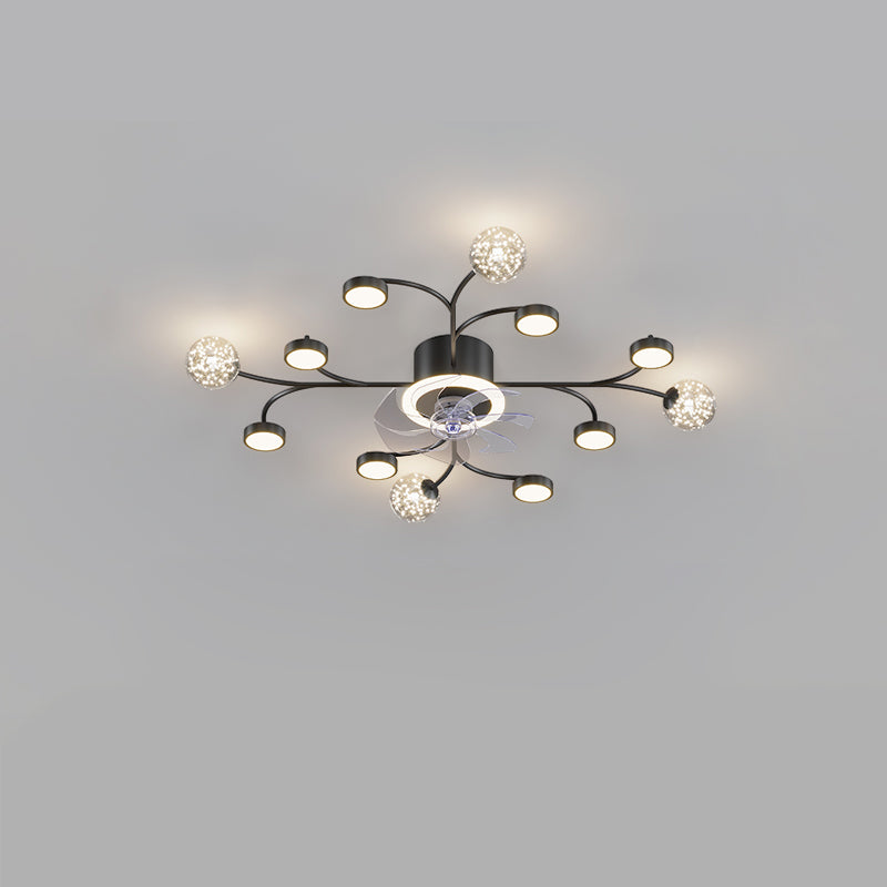 Diff Low Profile Flush Mount Ceiling Fan Chandelier with Remote-DF5051