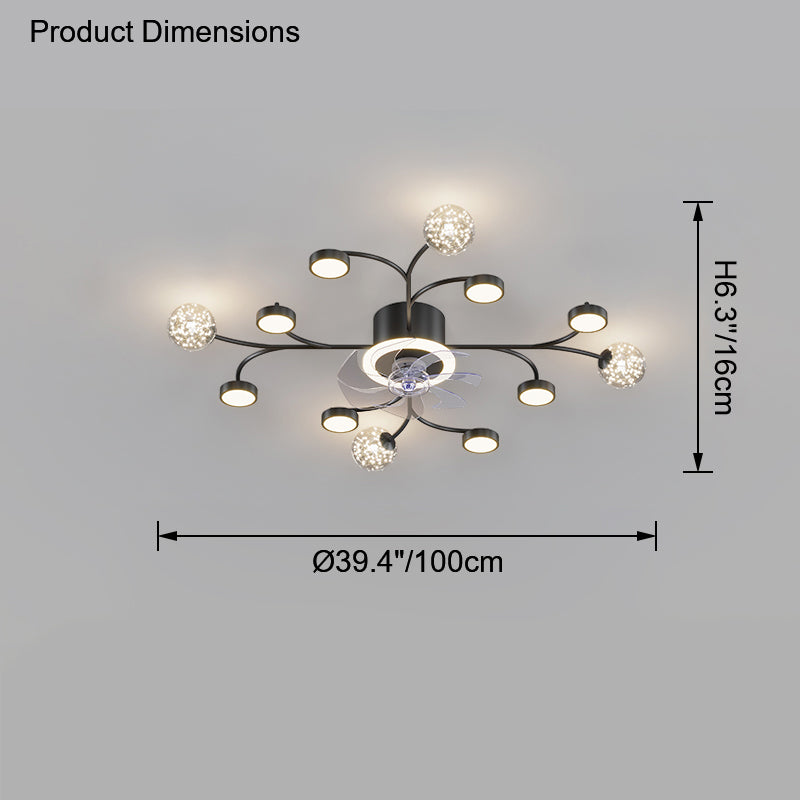 Diff Low Profile Flush Mount Ceiling Fan Chandelier with Remote-DF5051