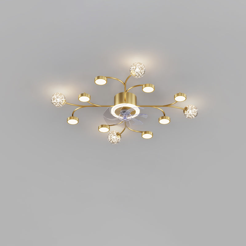 Diff Low Profile Flush Mount Ceiling Fan Chandelier with Remote-DF5051