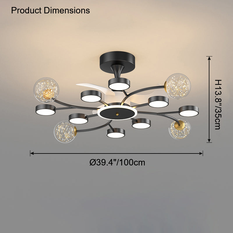 Diff Invisible Ceiling Fan Chandelier with Remote-DF5046