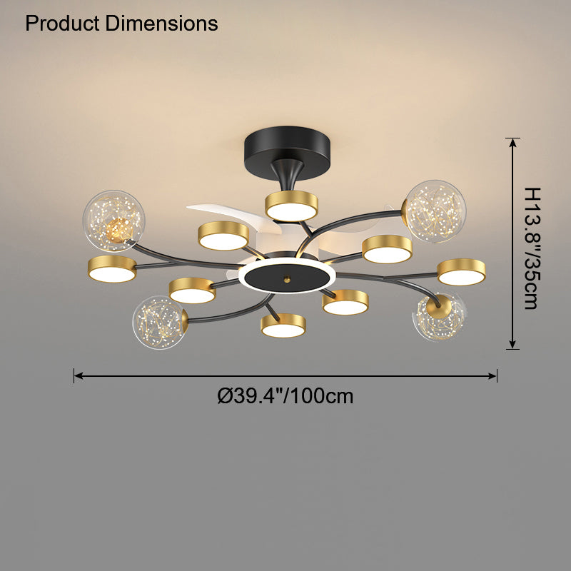 Diff Invisible Ceiling Fan Chandelier with Remote-DF5046