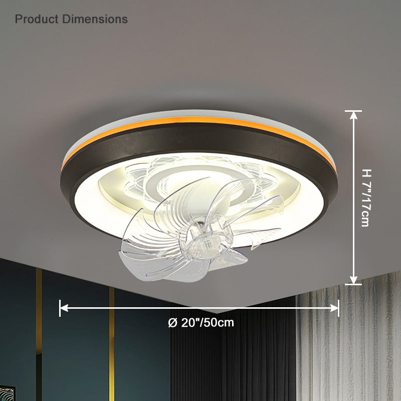 Diff Remote Oscillating Small Flush Mount Ceiling Fan with Dimmable Light-DF5041