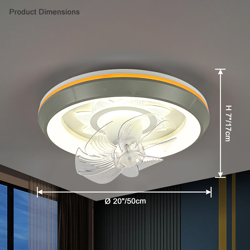 Diff Remote Oscillating Small Flush Mount Ceiling Fan with Dimmable Light-DF5041