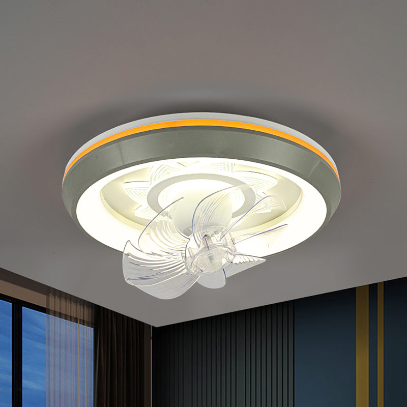 Diff Remote Oscillating Small Flush Mount Ceiling Fan with Dimmable Light-DF5041