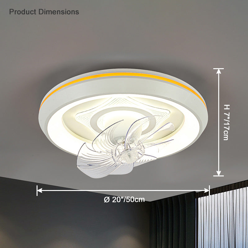 Diff Remote Oscillating Small Flush Mount Ceiling Fan with Dimmable Light-DF5041