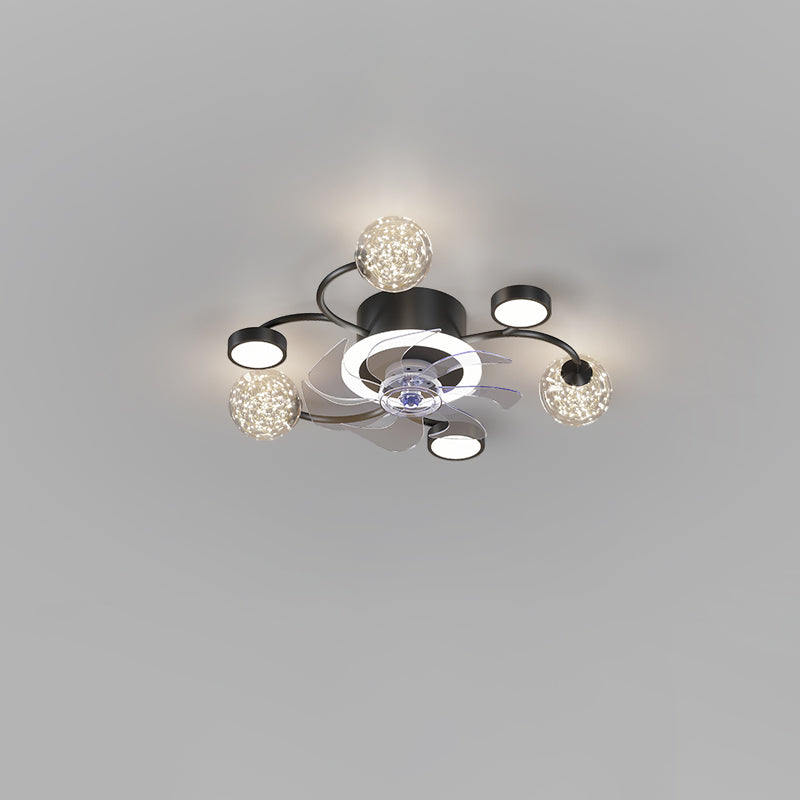 Diff Low Profile Flush Mount Ceiling Fan Chandelier with Remote-DF5051