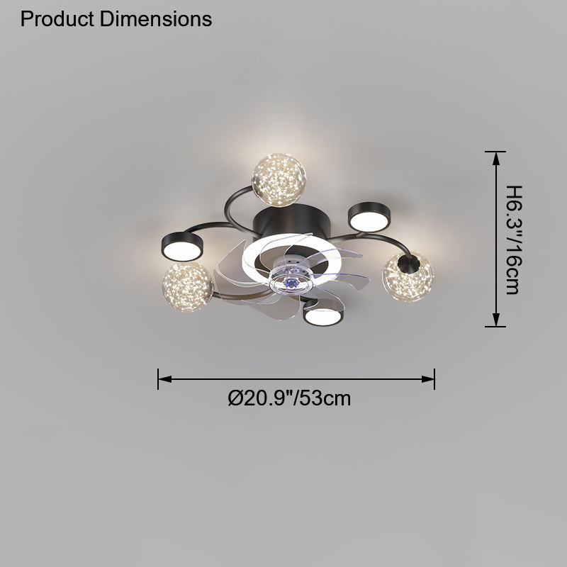 Diff Low Profile Flush Mount Ceiling Fan Chandelier with Remote-DF5051