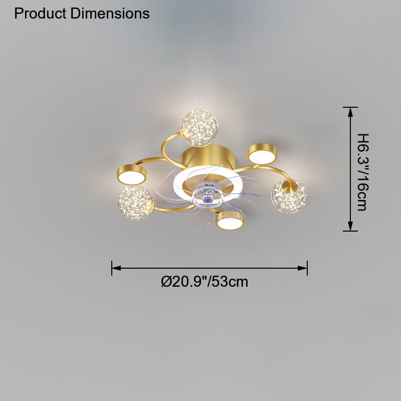 Diff Low Profile Flush Mount Ceiling Fan Chandelier with Remote-DF5051