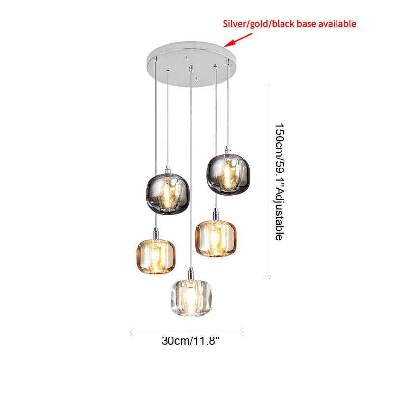 Diff Colored Glass Multi Pendant Chandelier-DF2111