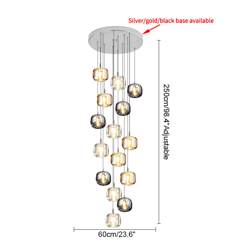 Diff Colored Glass Multi Pendant Chandelier-DF2111
