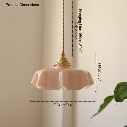 Diff Retro Coloured/Pink Glass Pendant Light-DF2084