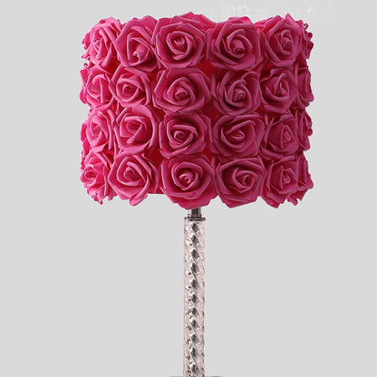 18.25" Red Roses in Bloom Acrylic / Metal Table Lamp