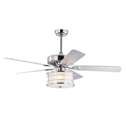 52" 3-Light Chrome Drum Shade LED Ceiling Fan