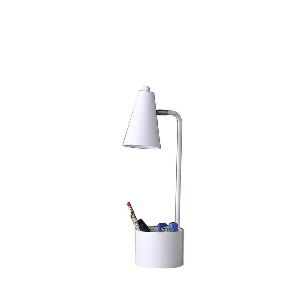 19.5" In Student White Metal Task Desk Lamp W/ Organizer