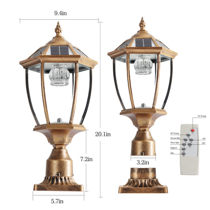 Retro gold Solar Column Headlights With Dimmable LED(2 pack)-DG2056