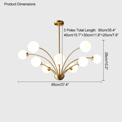 Diff Milk Glass Globe Arm Chandelier-DF2176