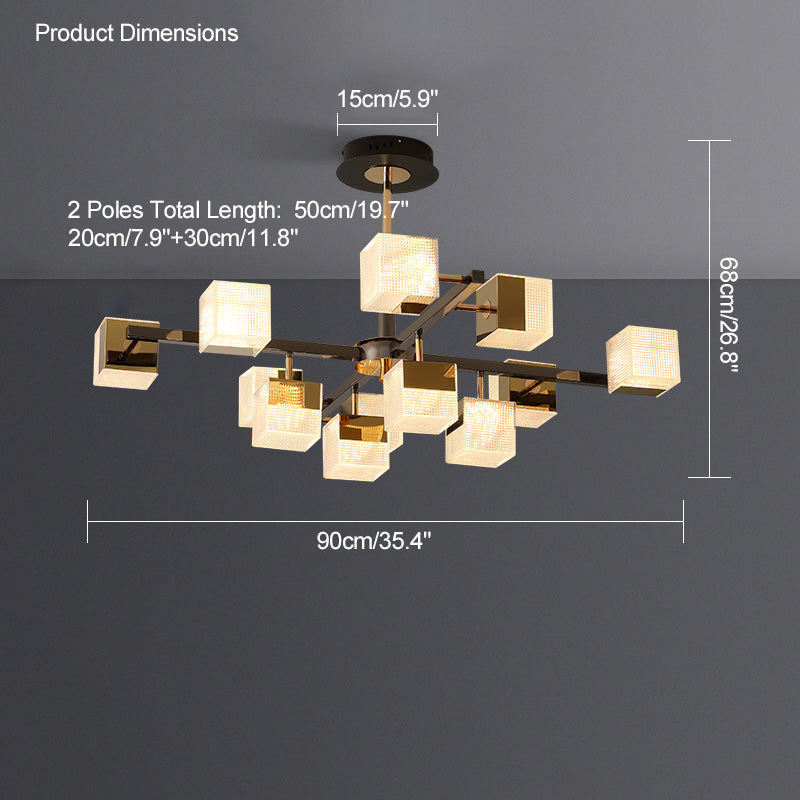 Diff Cubes Gold Chandelier-DF2211