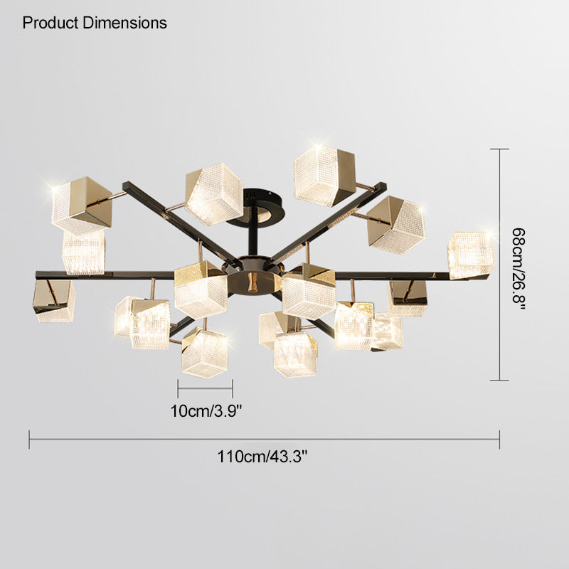 Diff Cubes Gold Chandelier-DF2211